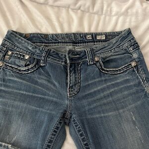 Miss Me Women's Blue Boot Cut Jeans with Contrast Stitching